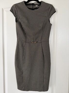 H&M Black and White Houndstooth Midi Sheath Dress
